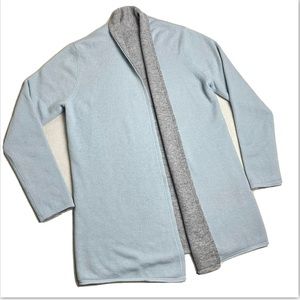Kinross Cashmere arctic/sterling Open Front reversible 100% Cashmere Car…
